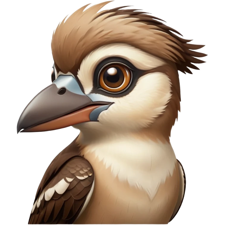 cinematic-cute-kookaburra-portrait-emoji,-head-tilted-playfully-and-inquisitively,-featuring-a-glossy-brown-plumage-with-subtle-cream-accents-and-a-perky,-expressive-beak,-round,-sparkling-large-eyes-filled-with-curious-mirth,-simplified-ye copy 2 emoji