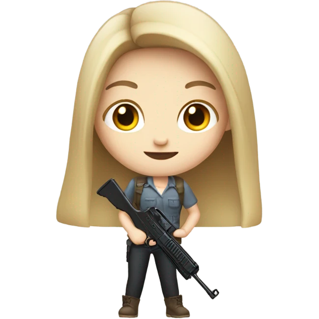 Pale girl Long brunette hair holding a gun  emoji