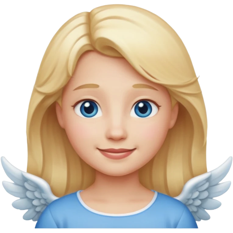 angel emoji blonde hair, blue eyes and smiling emoji