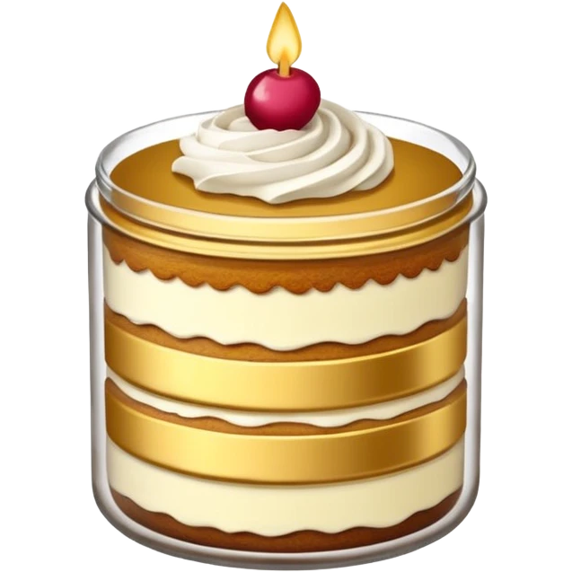 A layered small jar of cake that is gold outline black background ONLY GOLD I just wanted to be an outline on a black screen. emoji