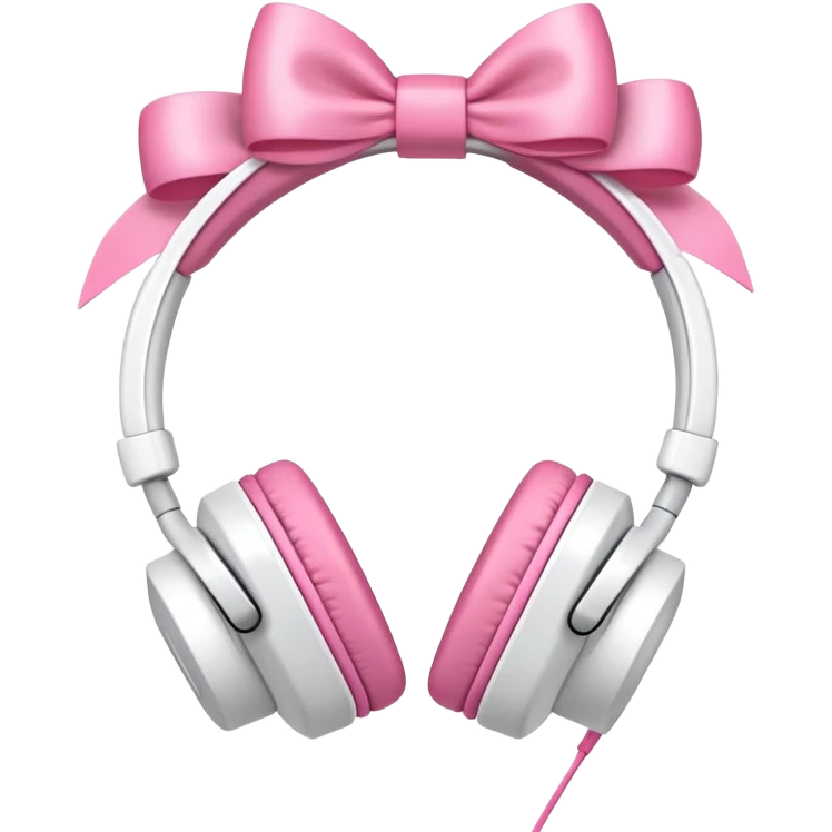 white headphones with pink bows emoji