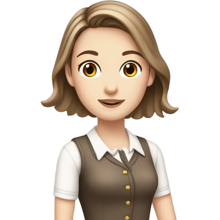 White girl, preppy girl, brown hair ￼ emoji