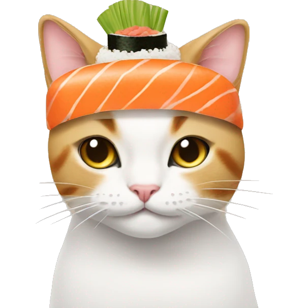 cat wearing sushi as a hat emoji