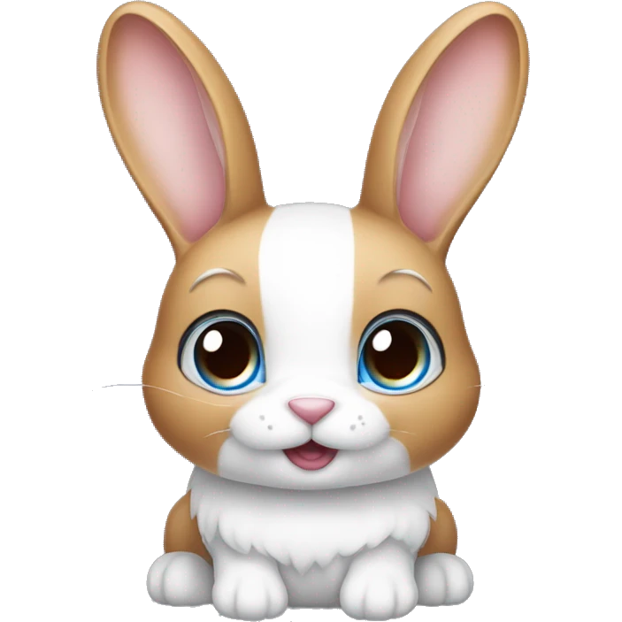 cute caramel and white rabbit, long ears up with blue eyes  emoji