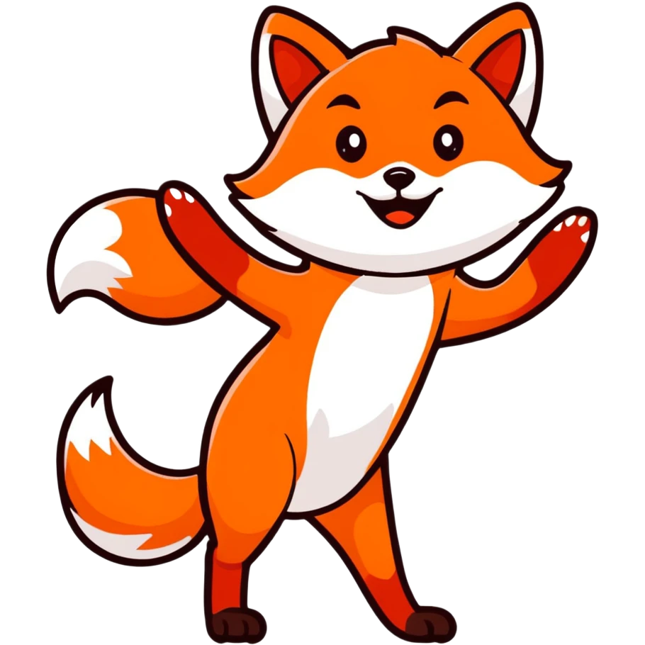 Red fox waving hi emoji