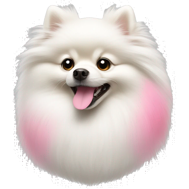 white Pomeranian with pink tail  emoji