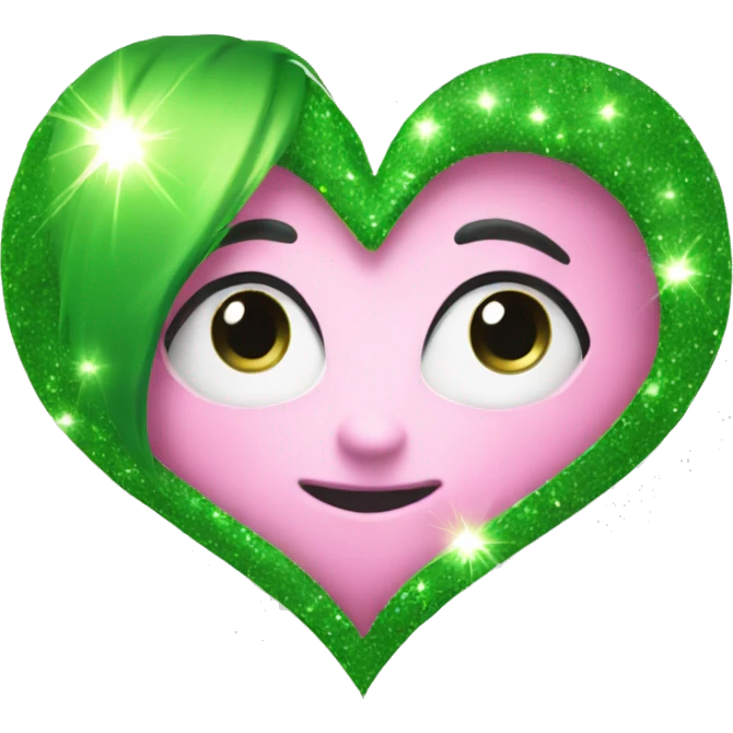 green and pink sparkle heart emoji