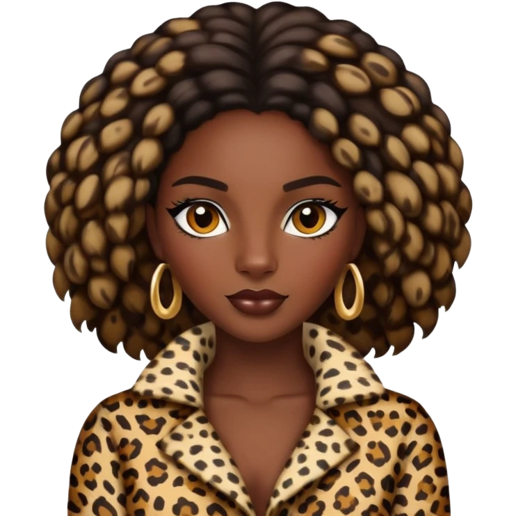 dark skin beauty in leopard emoji