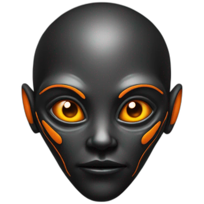 alien face black with orange details emoji