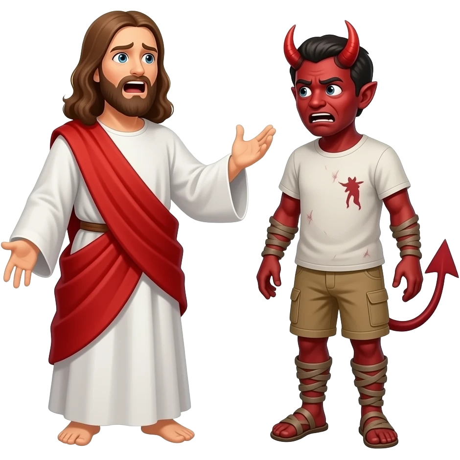 Jesus yelling at a scared demon to leave a man that is  demonically possessed emoji