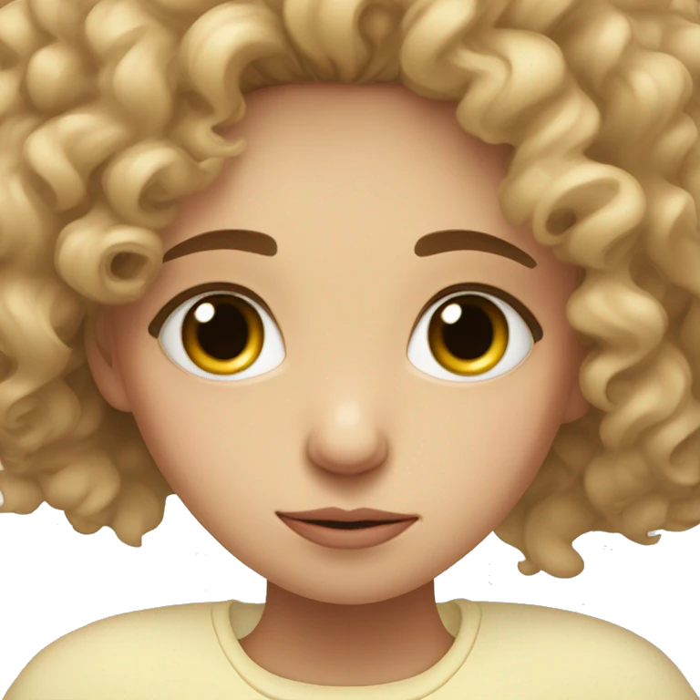 tired girl with curly hair, black circled under eyelids, exhausted  emoji