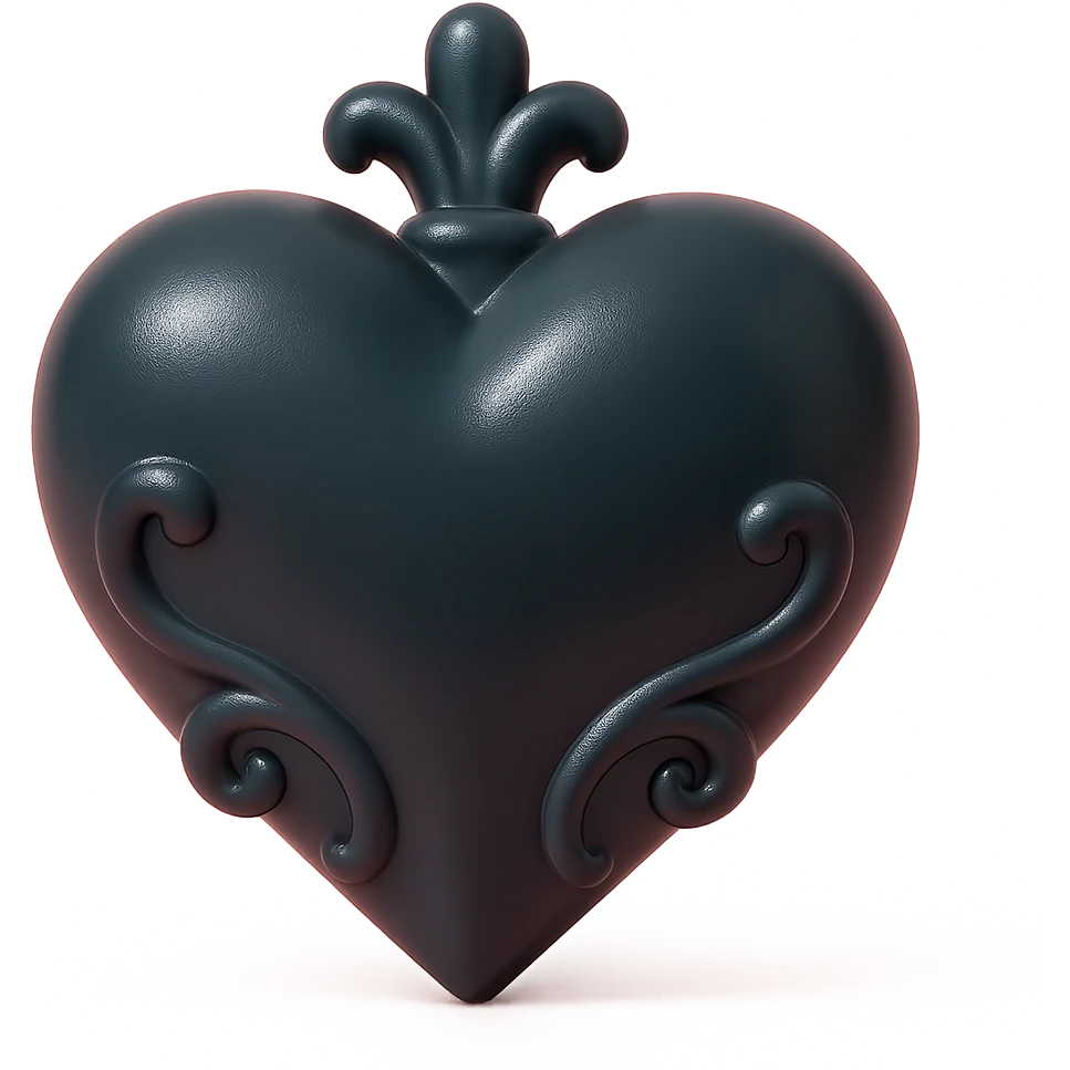 black gothic heart, ornate, dark, elegant emoji