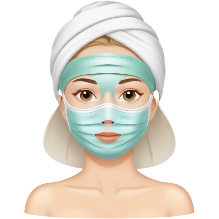 white Lady with face mask spa beauty full face relaxing emoji