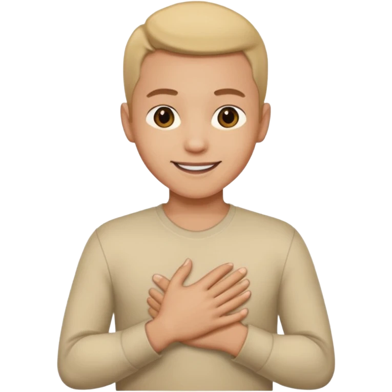 Persona mano al pecho sonriendo emoji