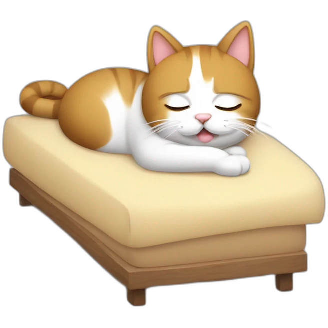 Gato gordo durmiendo en cama emoji