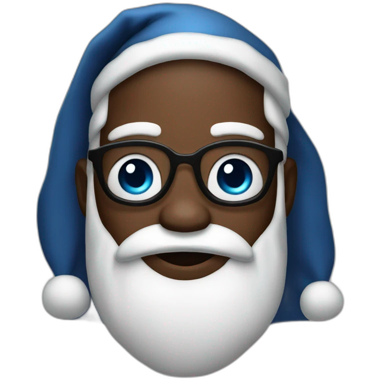 black santa with and blu eyes emoji