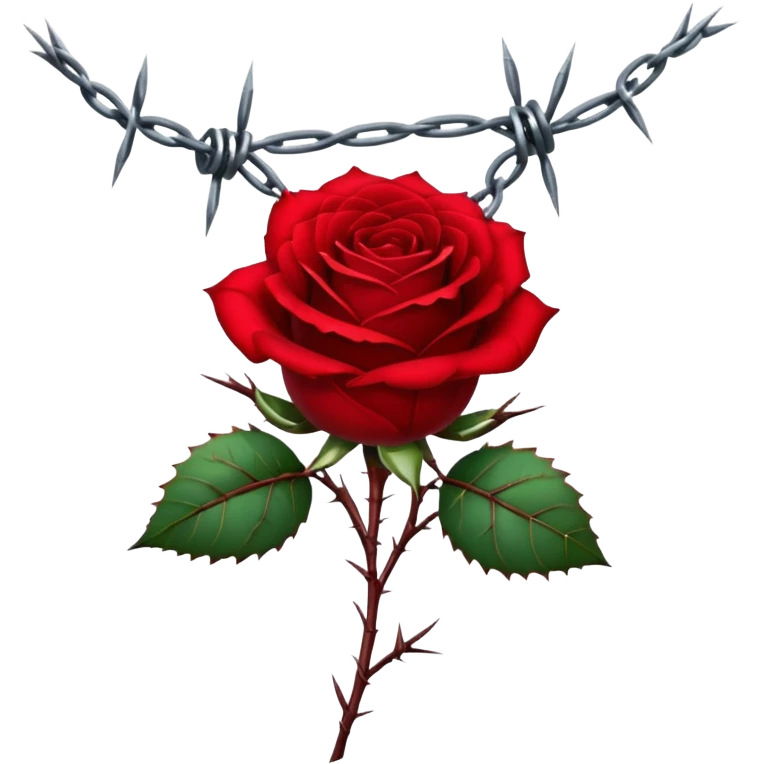 A red rose with barbwire wrapped around it emoji