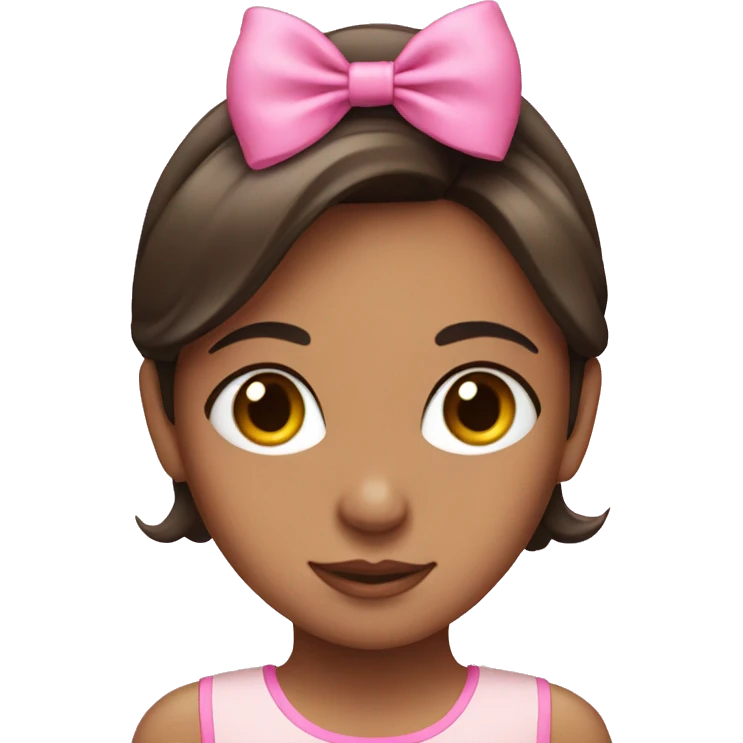 brunette girl in pink with a pink bow emoji