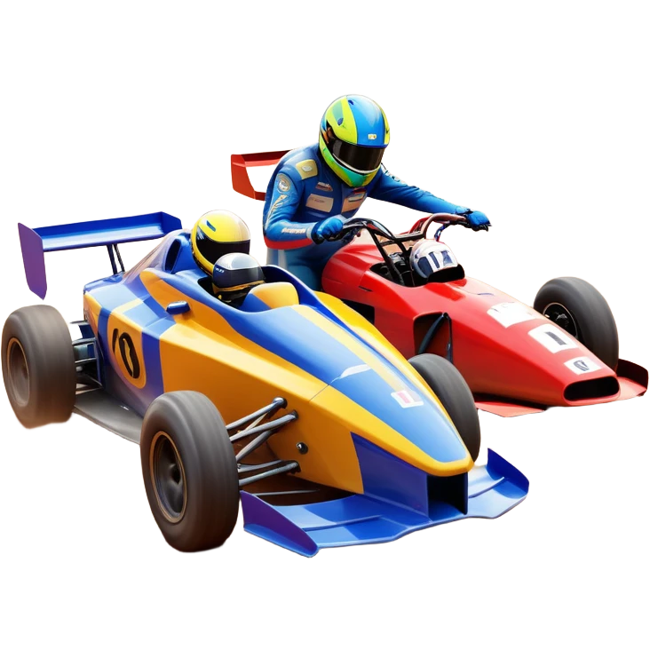 A sleek racing car and motorcycle speeding on a track, leaving a trail of dust behind. The scene captures the thrill of high-speed competition, with blurred motion and vibrant colors, highlighting the dynamic energy of motorsport. emoji