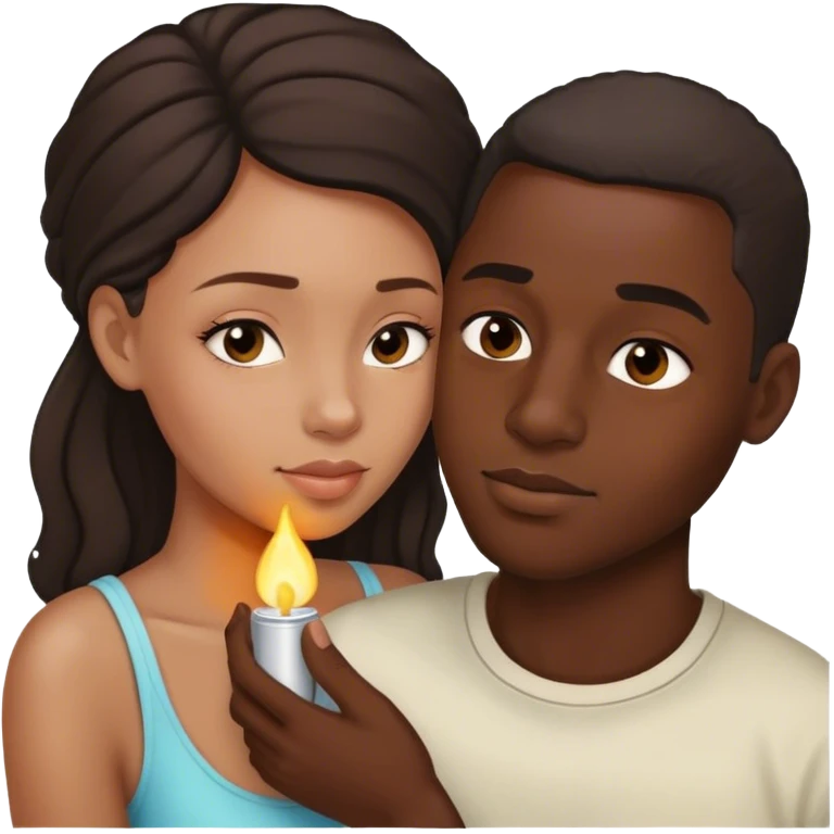 Black guy smelling his light skinned girlfriend emoji