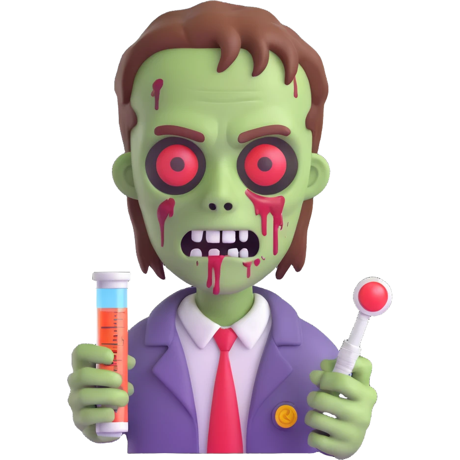 zombie holding a syringe, 3D emoji style emoji