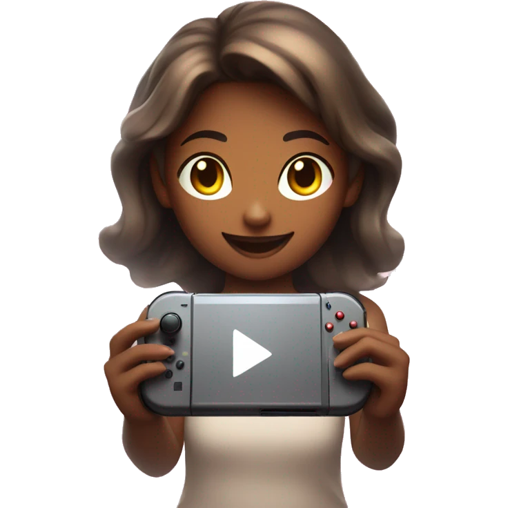 Glowing girl playing nintendo switch emoji