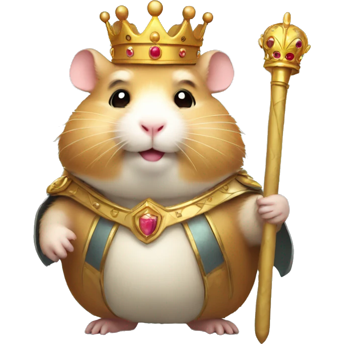 Fat hamster with a crown and a scepter and a proud face emoji