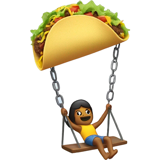 A taco swinging on a swing set emoji