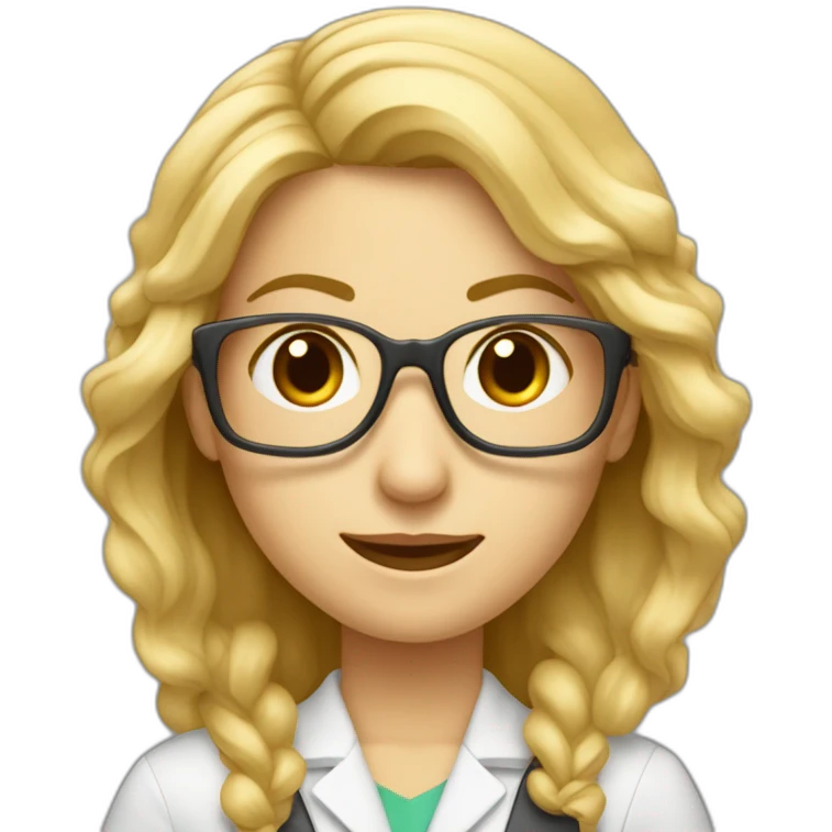 Profesora de matemáticas con gafas y calculadora, rubia y de pelo corto emoji