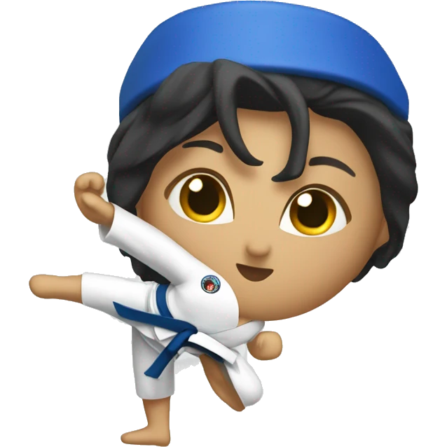 taekwondo blue BELT female kick emoji