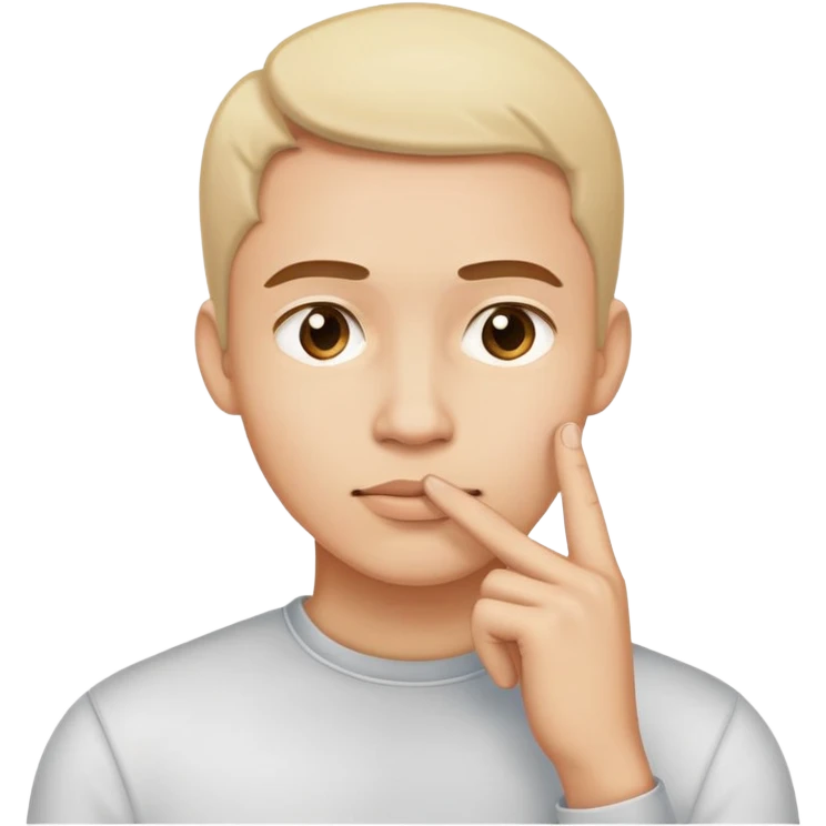 person tapping finger on chin thinking emoji