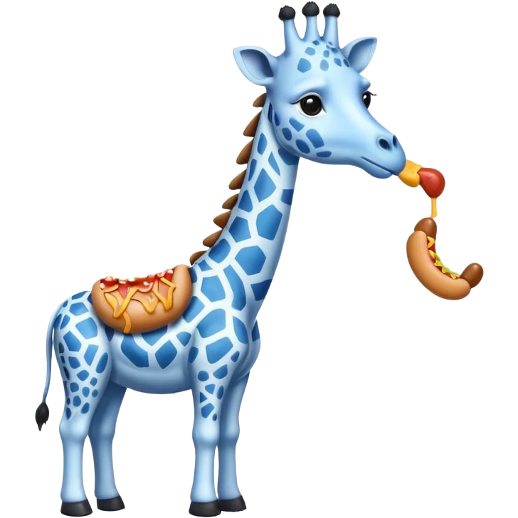 Blue giraffe eating a hot dog  emoji