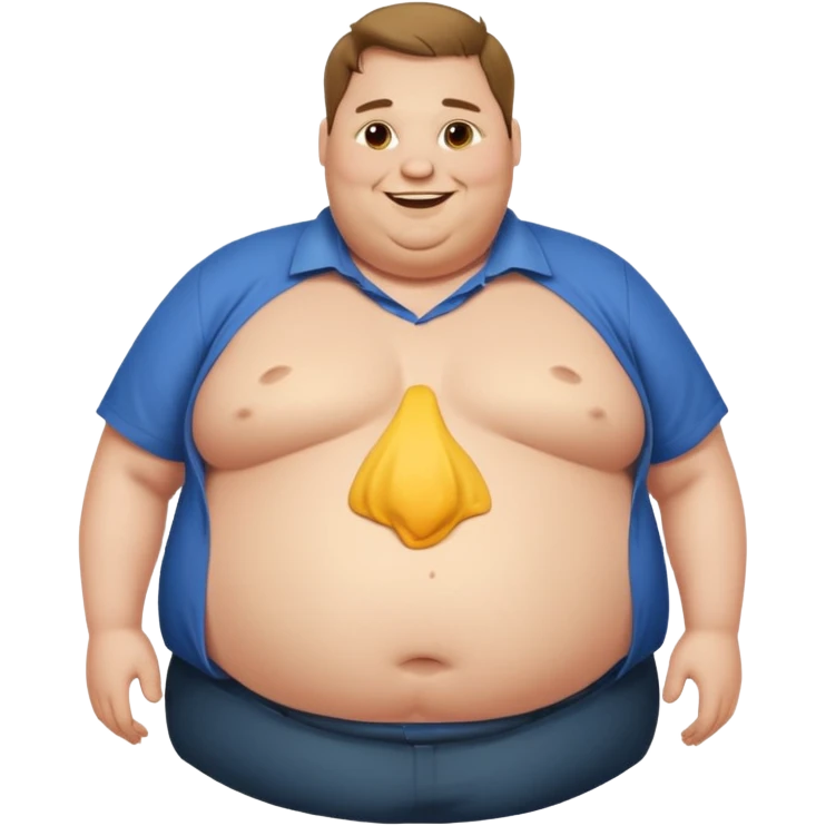 Hombre obeso mórbido con la barriga saliendo de la camisa emoji