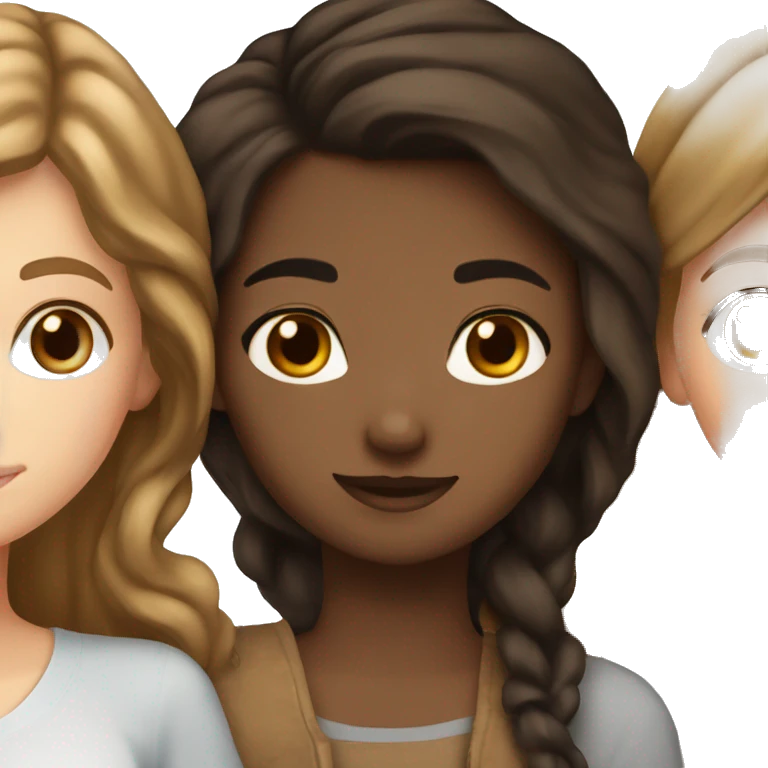 brown hair white girl hugging brown hair black girl emoji