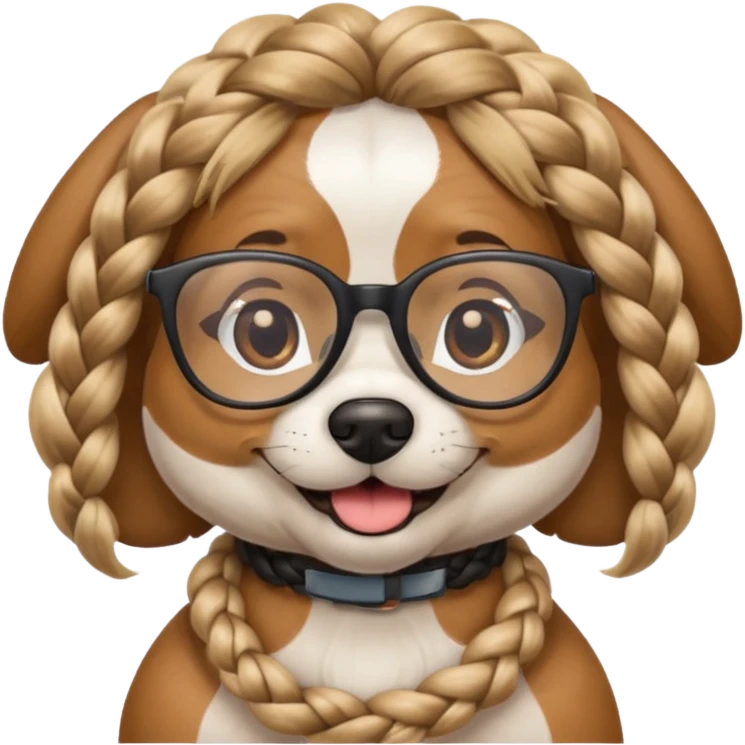 braided haired dog with glassess emoji