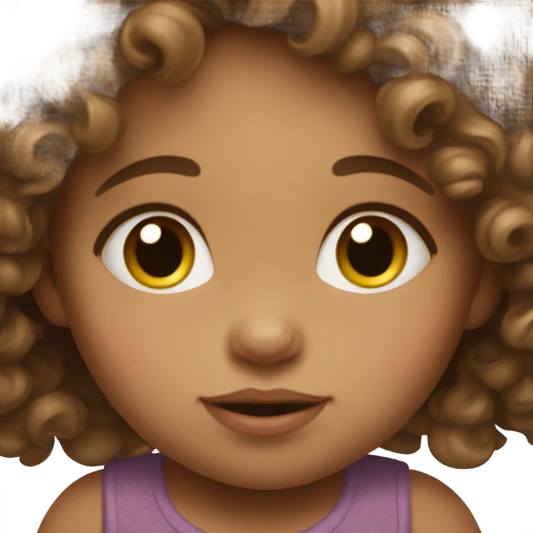 Baby girl with curly brown hair emoji