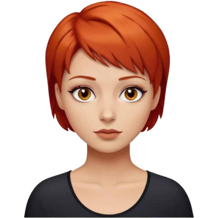 women with very short red hair and dark eyes emoji