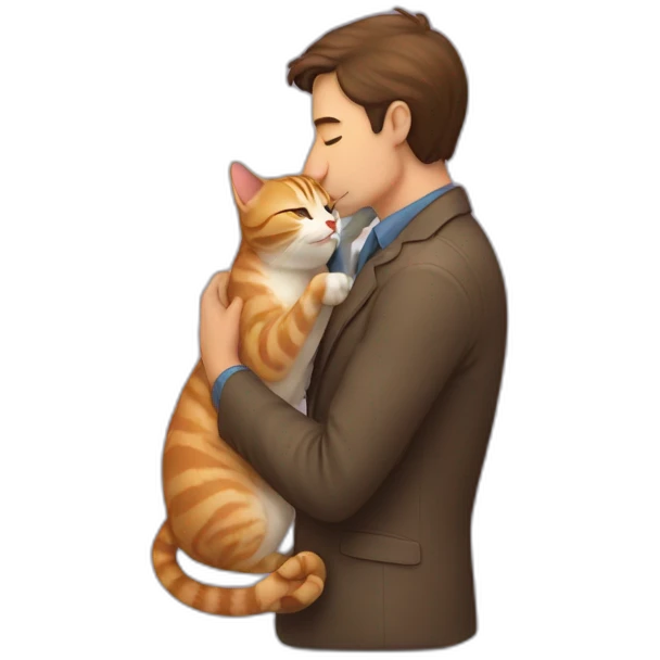 A man kissing à cat emoji
