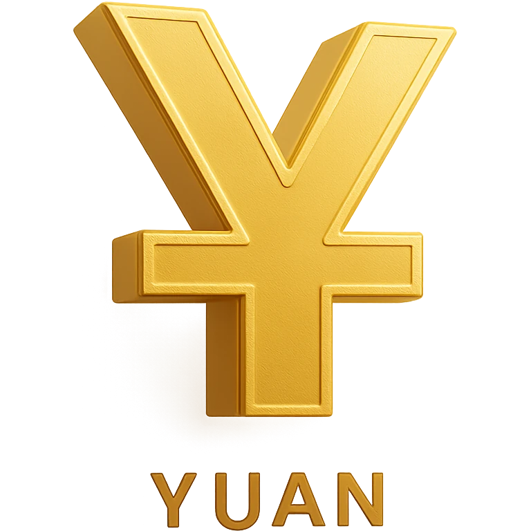 Change the color of the 3D yuan sign to gold, maintaining the 3D style and metallic texture. emoji