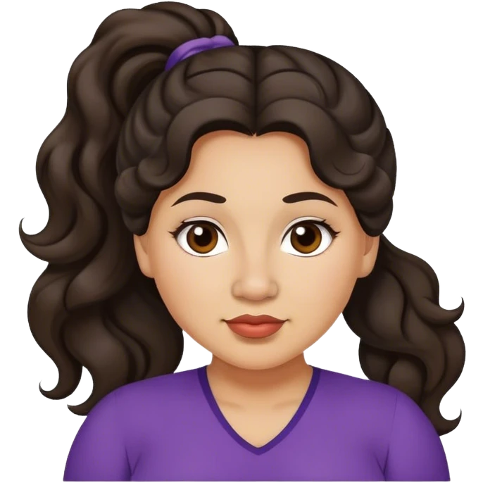  plus size light skin latino women with wavy dark hair in pony tail flat wide nose  emoji