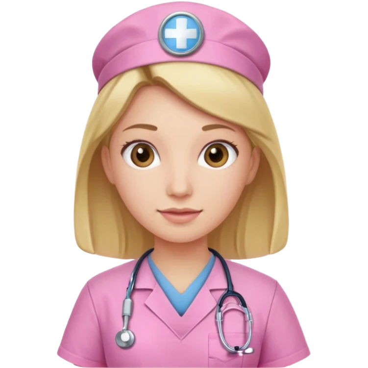 Nurse wearing pink emoji