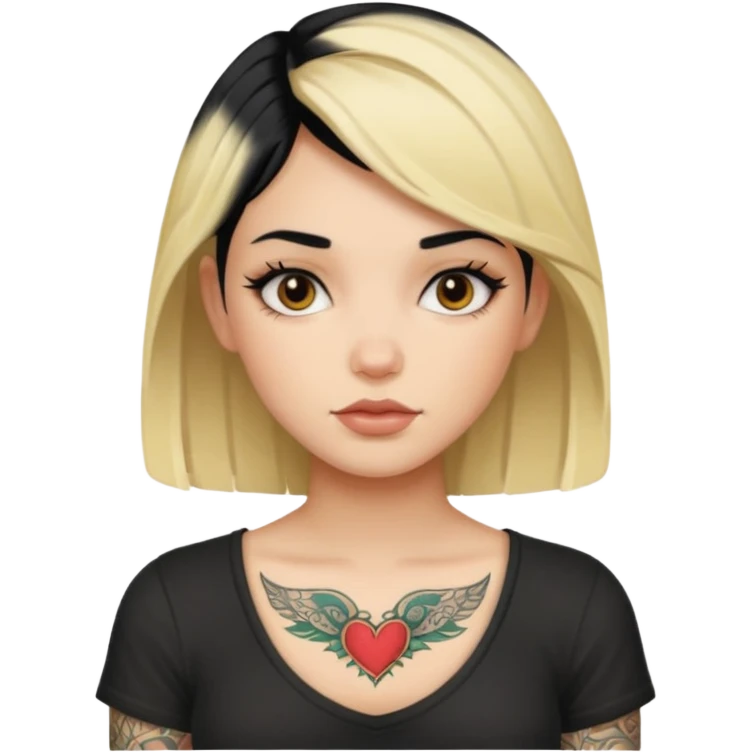 Tattooed black and blonde haired girl emoji