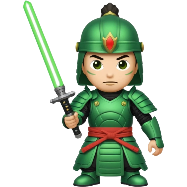 samurai with laser sword, green emoji