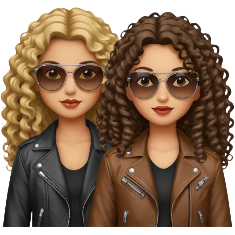 Biker Gang with Sunglasses, Girl with long curly hair, sunglasses emoji