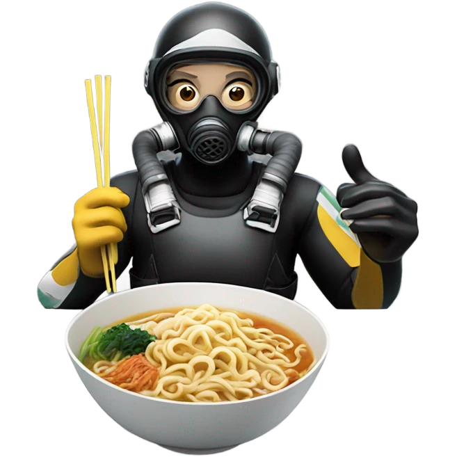 Scuba eating ramen emoji