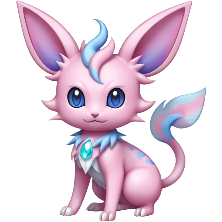 Shiny Cool Sparkly Cute Ethereal Espeon-Sylveon-Nidorino-Fakemon-hybrid-fusion- full body emoji