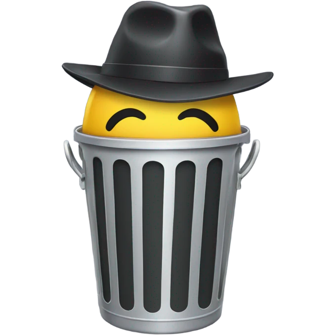 trash can wearing a hat emoji