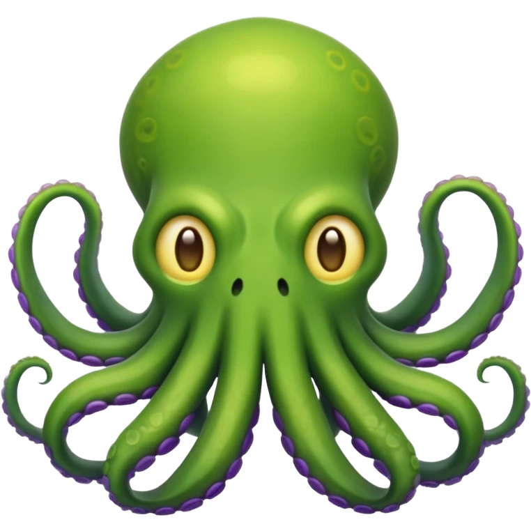 crea un emoji di un kraken cattivo verde con sfumature viola emoji