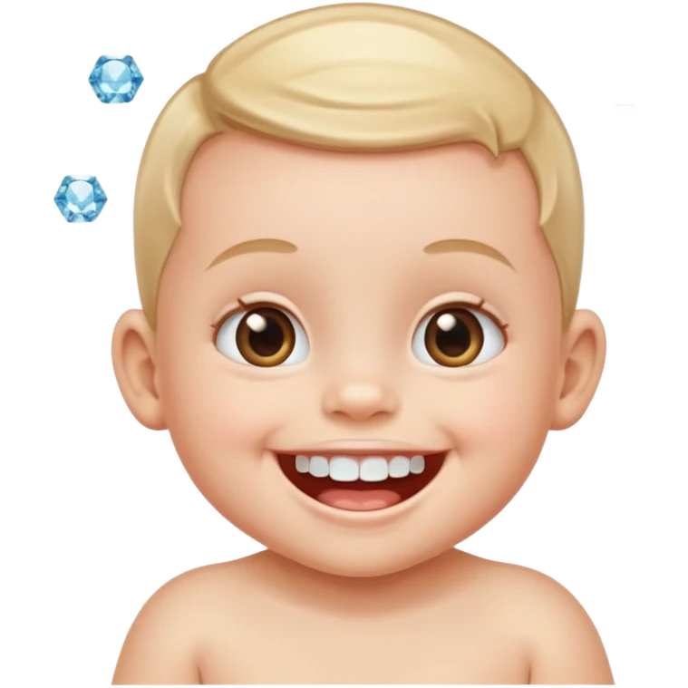 a smiling baby with teeth made of diamonds emoji