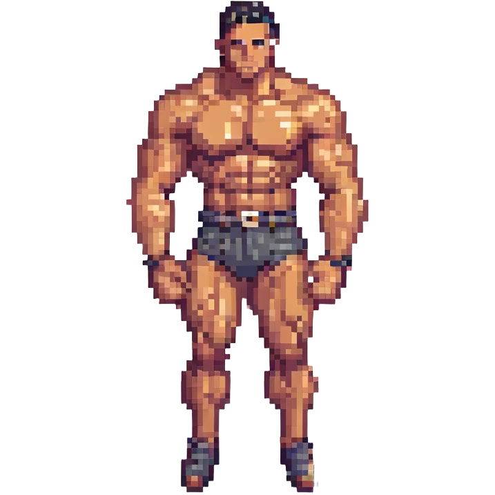 muscle man, pixel art style emoji